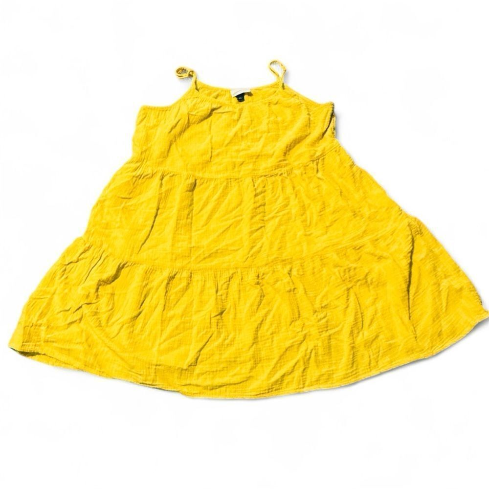 Universal Thread Mini Gauze Tiered Tank Dress Mustard Yellow Size L